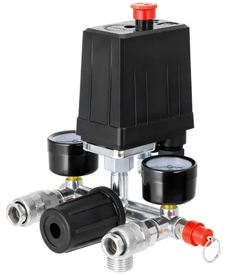 Kompressor-Druckregler mit 2 Manometern, 2 Kupplungen, Sicherheitsventil