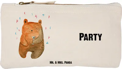 Produktbild von Mr. & Mrs. Panda kosmetiktäschchen Bär Party Größe S Klein - Weiß - Geschenk, Kosmetiktasche, Schulmäppchen, Schlampermäppchen, Feiern, Lustig, Federmappe, Geburtstag