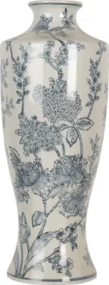 Obrázok produktu pre Váza Clayre & Eef Ø 16x42 cm Biele modré keramické kvety