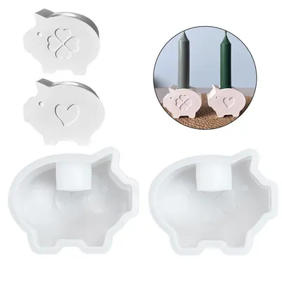 Produktbild von Silikonform Schwein Glück, 2 Stück Glücksschwein Silikonformen Gießformen Weihnachten Kerzen, Silikon Gießform Silikonform Kleeblatt