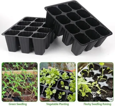 Produktbild von Famanu Anzuchtplatten mit Zellen – Wiederverwendbar – Mini-Gewächshaus-Anzuchtset – Kunststoff-Aussaatbehälter für Pflanzen und Zimmergarten