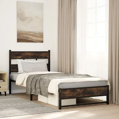 Produktbild von "2026 Promotion" Metallbett ohne Matratze - Räuchereiche - 80x200 cm - Polsterbett CC24945