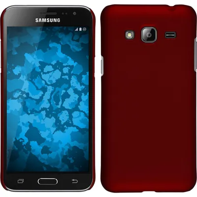 Produktbild von PhoneNatic Case kompatibel mit Samsung Galaxy J3 - Hülle rot gummiert Hard-case + 2 Schutzfolien