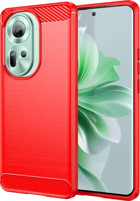 Produktbild von Hülle für Oppo Reno11 Carbon-Faser Weich TPU Silikon Stoßfest Handyhülle Rot