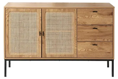 Image de CALICOSY - Buffet 2 portes et 3 tiroirs en rotin L120 cm - JAYA