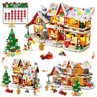 Productafbeelding van Adventskalender 2026 - Peperkoekhuis mini-bouwstenen - 24 dagen - Kerstdorp