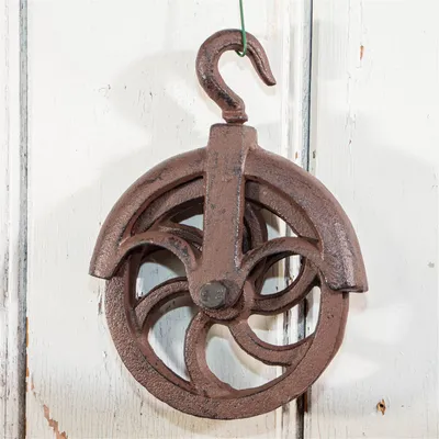 Produktbild von Haken, Flaschenzugrolle, aus Gusseisen, Braun, Dekoration, Garten