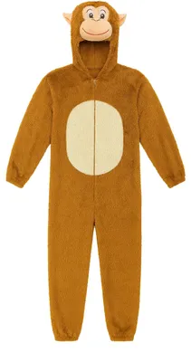 Produktbild von braunes Affenkostüm Herren Overall mit Kapuze – Tierkostüm für Erwachsene, Größe:L