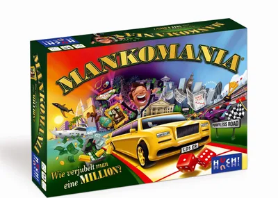 Produktbild von HUCH!, Mankomania, Gesellschaftsspiel, Verrücktes Familienspiel zum Geldverjubeln, Spannendes Millionärsabenteuer, Für 2–4 Spieler ab 8 Jahren