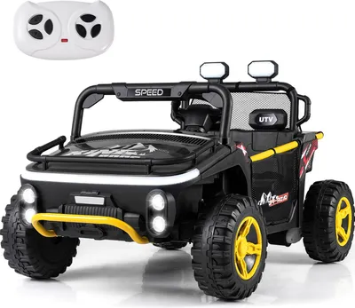 Obrázok produktu pre COSTWAY Elektrické auto pre deti 2-miestne, 24 V Detské auto elektrické s klaksónom, hudbou, svetlom, diaľkovým ovládaním, úložným priestorom a ťahacou tyčou pre deti 3+Čierne