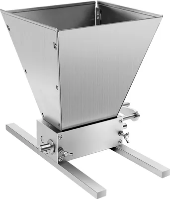 Produktbild von Manuelle Getreidemühle - Malzmühle - Stufenlos Einstellbar - 2 Edelstahlwalzen - Aluminiumgehäuse - Edelstahltrichter - 3,6 kg/min - Höhe 26 cm - Silber