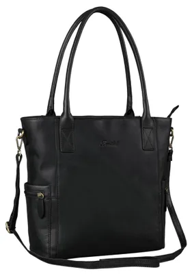 Produktbild von Benthill Damen Shopper Leder - Umhängetasche aus echtem Rindsleder - Handtasche mit Reißverschluss - Schultertasche / Vintage Tasche