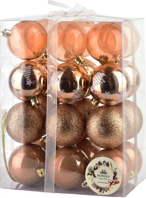 Image de Boules de Noël en plastique « Père Noël violet » Ø 5,5 cm, couleur cuivre, lot de 24