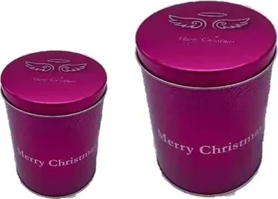 Produktbild von Gebäckdosen Set Merry Christmas rund mit Datumskalender, CO2 Ventil, Magnet für Kaffeelöffel, 2,2L & 1L