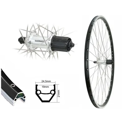 Produktbild von Bärwinkels 26 Zoll Hinterrad Cut19 559-19 schwarz Shimano FH-TX500 silber 8-10 fach TX500