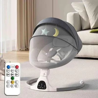 Produktbild von Babyschaukel - Babyschwinge - Beruhigende Babyausstattung - 5 Geschwindigkeitsstufen - Für Babys bis 9 Monate - Grau
