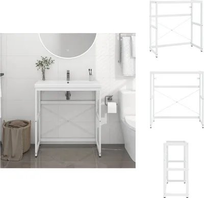 Obrázek produktu pro vidaXL Koupelnový rám umyvadla bílý 79x38x83 cm železo - Koupelnová umyvadla