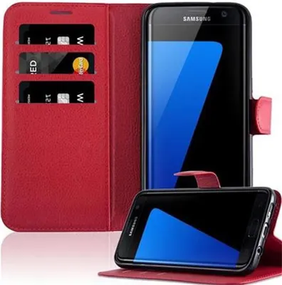 Immagine prodotto di Cadorabo custodia per Samsung Galaxy S7 EDGE custodia protettiva in rosso custodia per cellulare cover chiusura magnetica