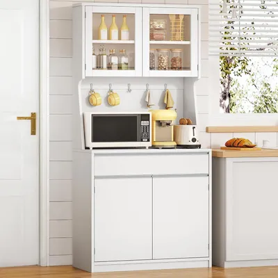 Obrázek produktu pro Kuchyňská skříň, komoda, výška 40x75x180 cm, bílá, s pracovní deskou a úložnými prostory