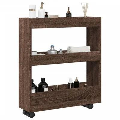 Produktbild von Möbel Aufbewahrungswagen Schmal 3 Etagen Eichen-Optik Holzwerkstoff - Servierwagen &44422