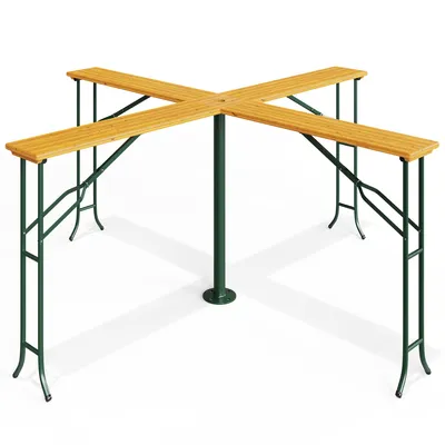 Productafbeelding van Tafel voor biertent, model Quattro XXL, inklapbaar. Hoge parasolstandaard. Afmetingen (L x B x H): 243 x 243 x 103 cm. Geschikt als tafel voor een feesttent, passend bij een biertentset