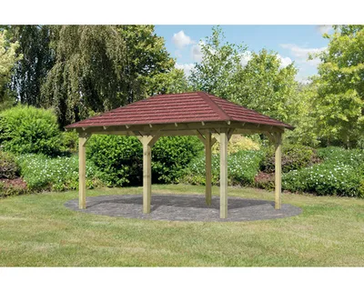 Produktbild von Pavillon Karibu Eco Taura mit Dachschindeln 289 x 429 cm kesseldruckimprägniert