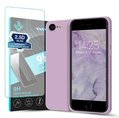 Produktbild von Hülle für Apple iPhone 7 / 8 / SE 2020 mit 9H Displayglas Displayschutz Case Cover Bumper Smartphone Softgrip Schutzhülle Farbe: Lila
