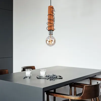 Produktbild von Hängeleuchte, Holz braun, schwarz, H 120 cm