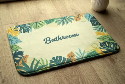 Produktbild von Badteppich Saugfähige - Badezimmer Teppich - Rutschfester Badvorleger Badematte - 75x45 cm - Tropische Blätter