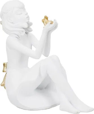 Zdjęcie produktu dla Gilde Figur, Frau, "Froschkönig", Kunstharz, weiß, VE 2, L. 9.5 cm, B. 8 cm, H. 10.5 cm 59027 4063387590270