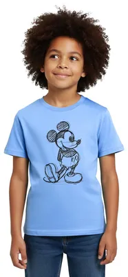 Produktbild von Mickey & Minnie Zeichnung Kinder T-Shirt, 110/116 (5-6 Jahre), Himmelblau