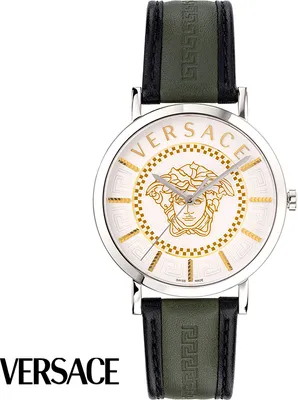 Produktbild von Versace VEJ400121 V-Essential weiss silber grün schwarz Leder Herren Uhr NEU