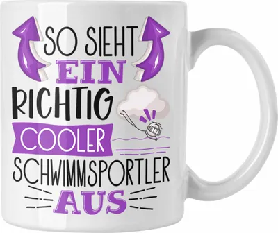 Produktbild von Trendation - Schwimmsportler Tasse Geschenk So Sieht Ein Richtig Cooler Schwimmsportler Aus Geschenkidee Spruch Lustig Becher (Weiß)