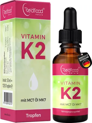 Produktbild von Redfood - Vitamin K2 MK7-100 µg - 1700 Tropfen = 50 ML - 99,5+% All-Trans