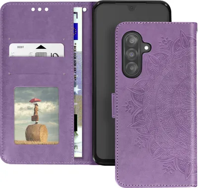Immagine prodotto di Avizar, Custodia a fiori Mandala per Samsung A26 con cinturino, viola