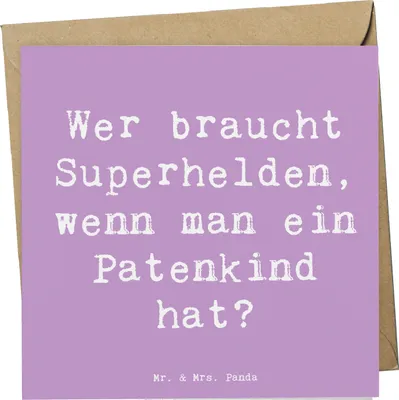 Produktbild von Mr. & Mrs. Panda Grußkarte Spruch Patenkind Wunder - Lavendeltraum - Geschenk, Fürsorge, anlasskarte, Glückwunschkarte, Kinder, doppelkarte, faltkarte, Geschenkideen