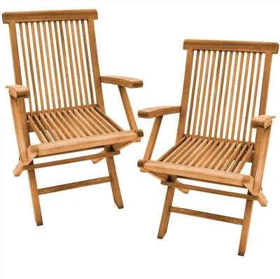 Productafbeelding van Set van 2 Teako Design Alessandria inklapbare hoge stoelen van teakhout met zwarte kussens