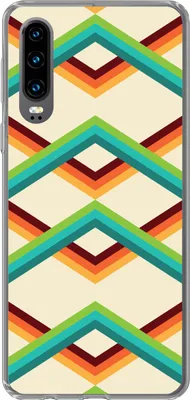 Produktbild von MuchoWow® Handyhülle Schutzhülle Hülle für Telefoonhoesje Huawei P30 Retro - Streifen - Design - Siebziger Jahre Silikon Softcase Handy Hülle - Kartenbesitzer