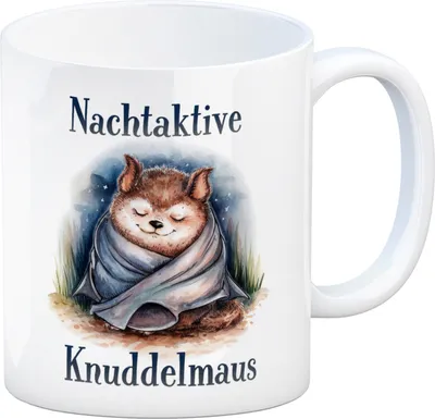 Produktbild von Nachtaktive Knuddelmaus Kaffeebecher Kuschelige Fledermaus