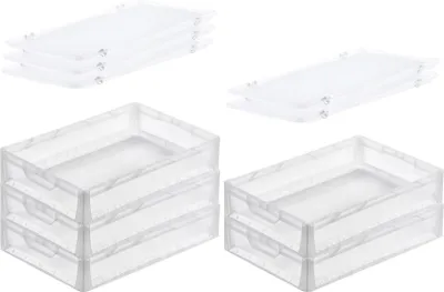 Produktbild von SuperSparSet 5x Transparenter Eurobehälter LightLine mit offenem Griff und Auflagedeckel | HxBxT 12x40x60cm | 24 Liter | Eurobox, Transportbox, Transportbehälter, Stapelbehälter