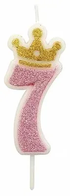 Produktbild von 7 rosa Kerzen, 6,8 cm, Marke: PARTY GO