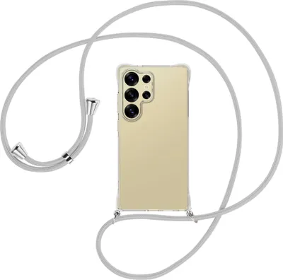 Produktbild von Handykette Backcover-Schutzhülle mit Band (Metall silberfarben) für Samsung S25 Ultra - silbergrau