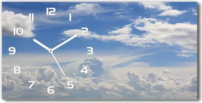 Produktbild von Wanduhr aus Glas – 60x30 cm - Glasbild - Glasuhr - Gehärtetes Glas - weisse-zeiger - Wolken im Himmel