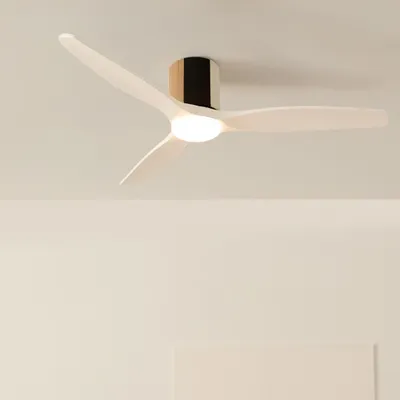 Produktbild von WIND CALM CUSTOM WOVEN - Leiser Deckenventilator 40W Ø132 cm aus 100 % Holz mit LED-Licht