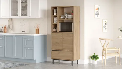 Produktbild von Skye Decor, On9A-S, Küchenschrank, 100 % MELAMINBESCHICHTETE SPANPLATTEN, Nussbaum, 74,8 x 35,5 x 161,6 cm