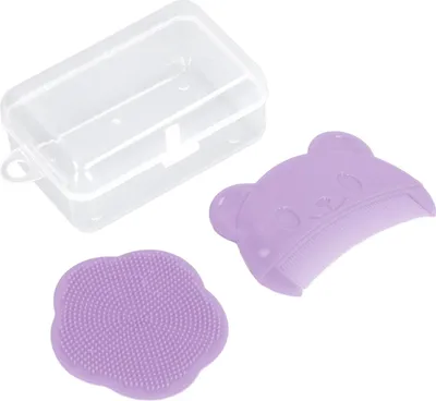 Immagine prodotto di set di spazzole per il cuoio capelluto del bambino 2pcs morbido silicone sensoriale bagno confortevole strumento neonato viola