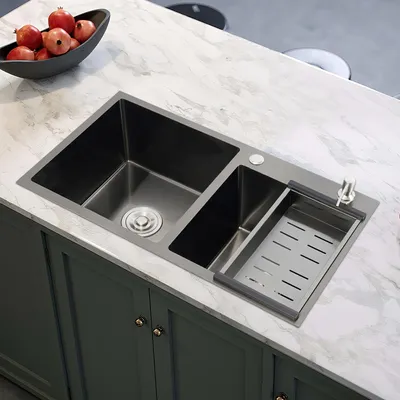Immagine prodotto di Lavello da cucina a due vasche - Acciaio inossidabile, 78x43 cm - Lavello da incasso