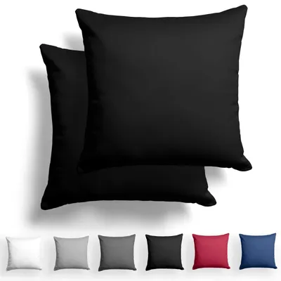 Produktbild von Set mit 2 Mako Satin-Kissenbezügen, 40 x 40 cm - 100% Baumwolle mit Reißverschluss, superweicher Kissenbezug,  Standard , schwarz, nur Kissenbezug.
