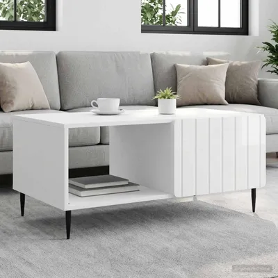 Image de Maison Exclusive - Table basse blanche brillante 90 x 50 x 40 cm, aggloméré