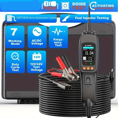Immagine prodotto di Tester per circuiti elettrici - Localizzatore di guasti - Multimetro e kit di diagnostica per iniettori di carburante - 12V/24V